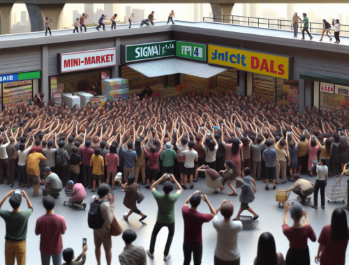 "alt_text": "Orang berebut promo besar 4 Januari di minimarket dan supermarket."