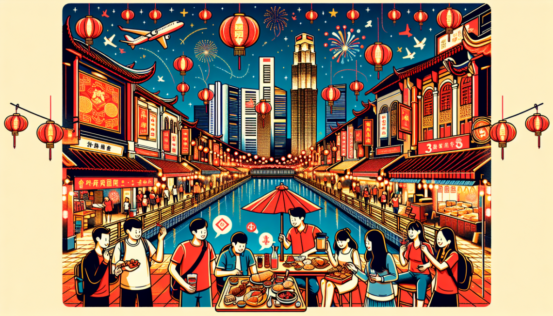 alt_text: Pengembang software merayakan Imlek di Singapura dengan suasana kantor ala Imlek.