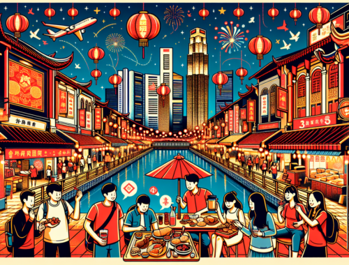 alt_text: Pengembang software merayakan Imlek di Singapura dengan suasana kantor ala Imlek.