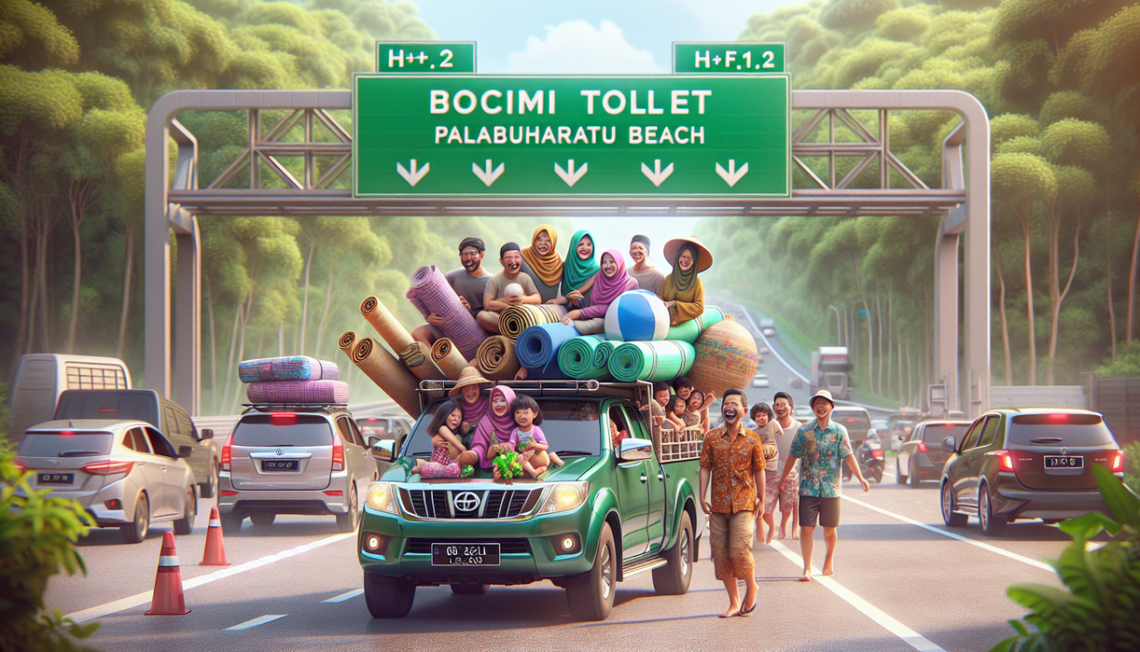 alt_text: Mobil terbuka berkonvoi, penuh penumpang, jelang mudik di Sukabumi 2026.