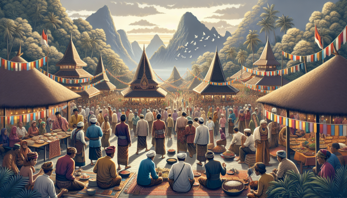 alt_text: Perayaan Lebaran Topat di Pantai Lombok, warga berdoa dan berziarah di tepi laut.