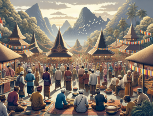 alt_text: Perayaan Lebaran Topat di Pantai Lombok, warga berdoa dan berziarah di tepi laut.