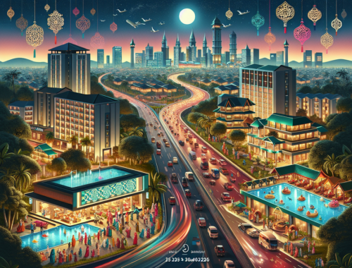 alt_text: Spanduk "Mudik Lebaran 2026 Nyaman Lewat Banyumas" di tepi jalan ramai kendaraan.