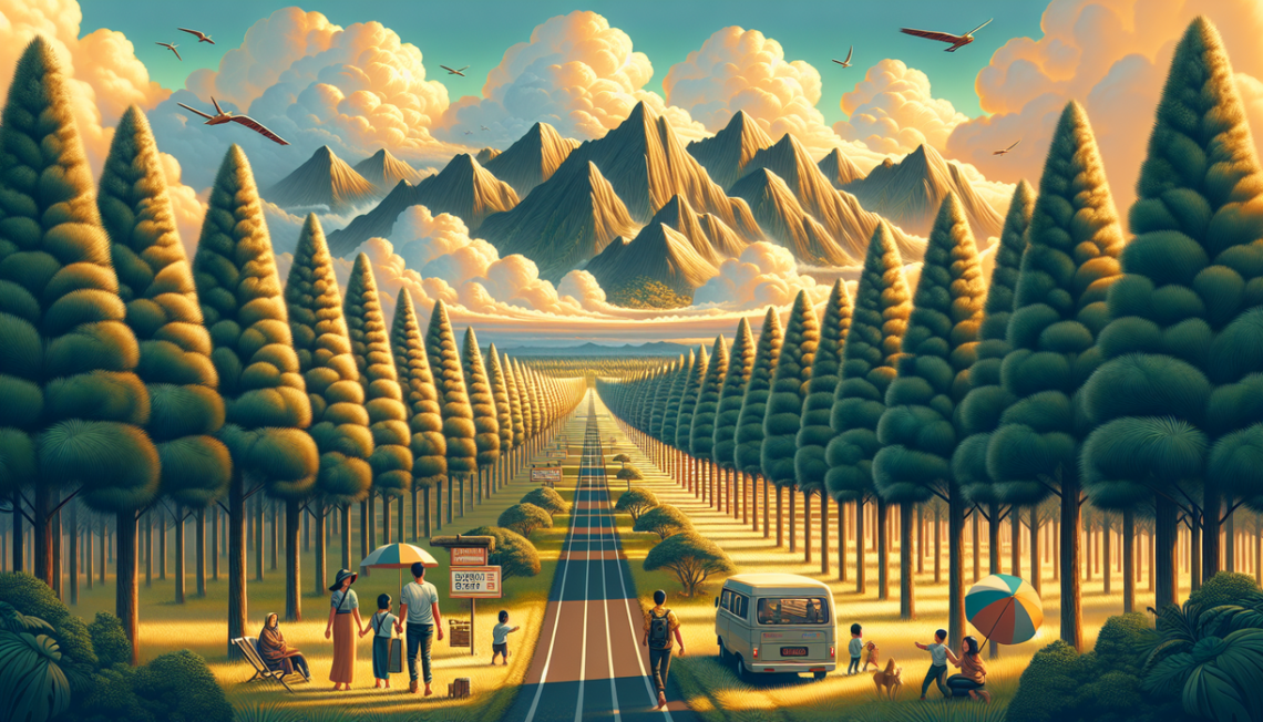 alt_text: Hutan pinus di Dante Pine Enrekang menawarkan pemandangan indah seperti surga di atas awan.