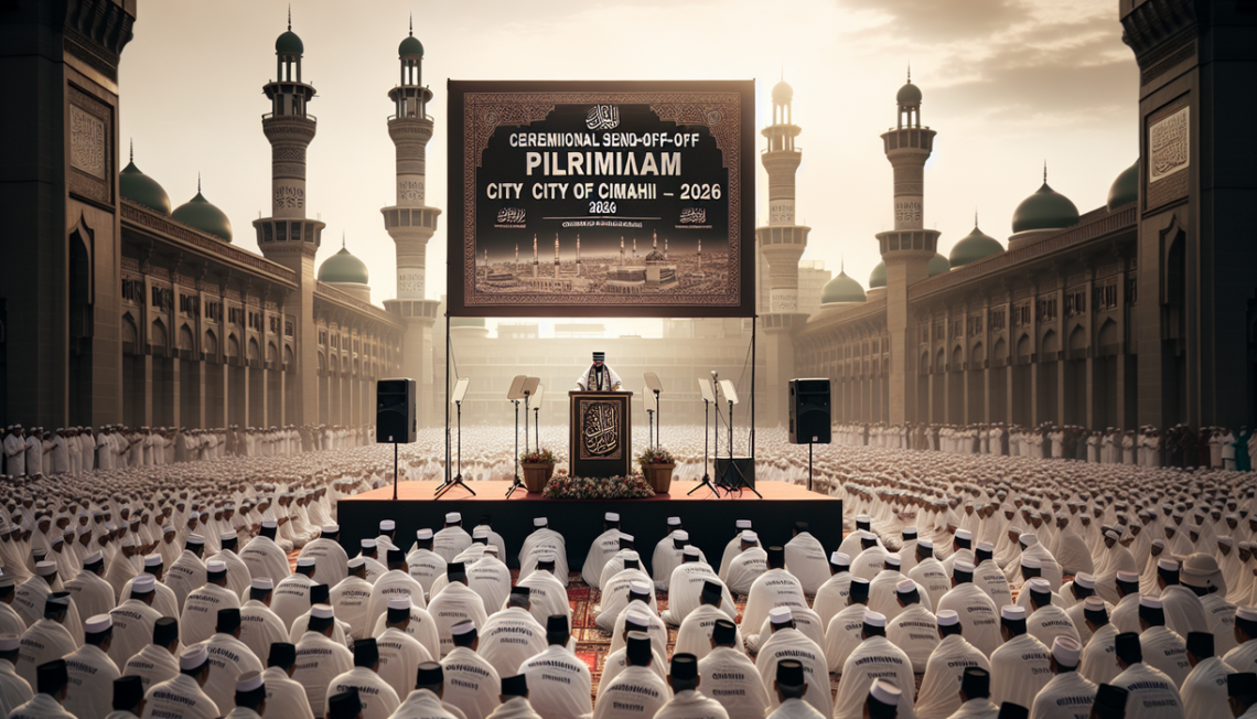 alt_text: Jamaah haji Cimahi dilepas dengan penuh haru; keluarga berdoa sambil melambaikan tangan.