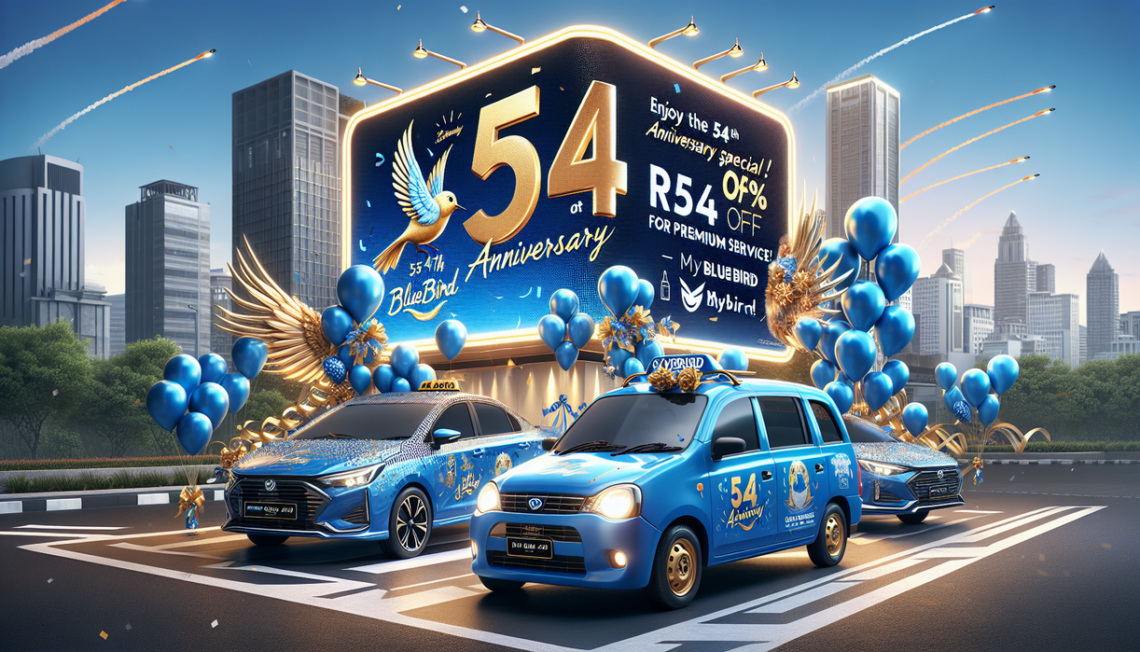 alt_text: Bluebird merayakan 54 tahun dengan diskon besar dan strategi cerdas untuk masa depan.