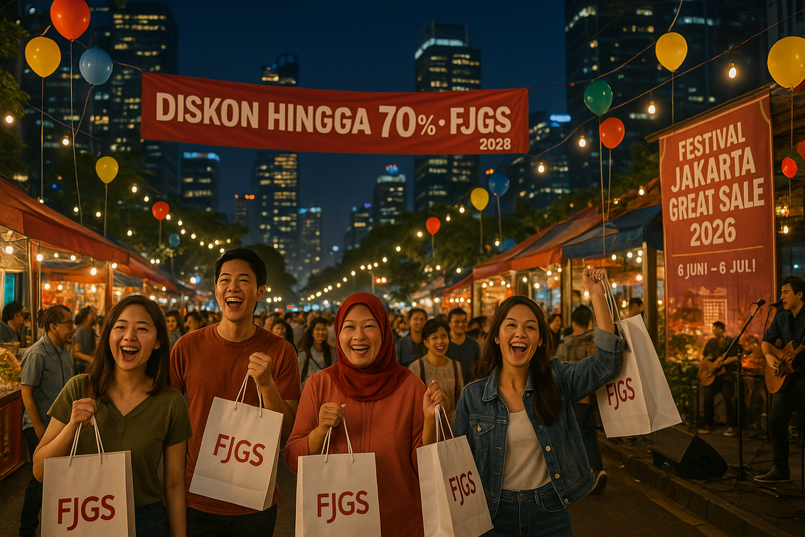 alt_text: Pengunjung menikmati diskon besar dan konten budaya Betawi di Festival Jakarta Great Sale 2026.