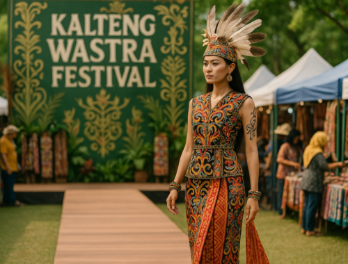 alt_text: "Pameran budaya Kalteng dan Bali, menampilkan wastra tradisional dan pesona kalender."