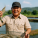 alt_text: Prabowo berpartisipasi dalam panen raya udang di tambak rakyat bersama penduduk lokal.