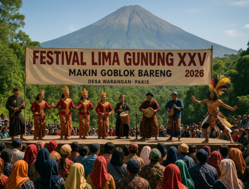 alt_text: Seniman Nusantara tampil semarak di Festival Lima Gunung, merayakan seni dan budaya Indonesia.