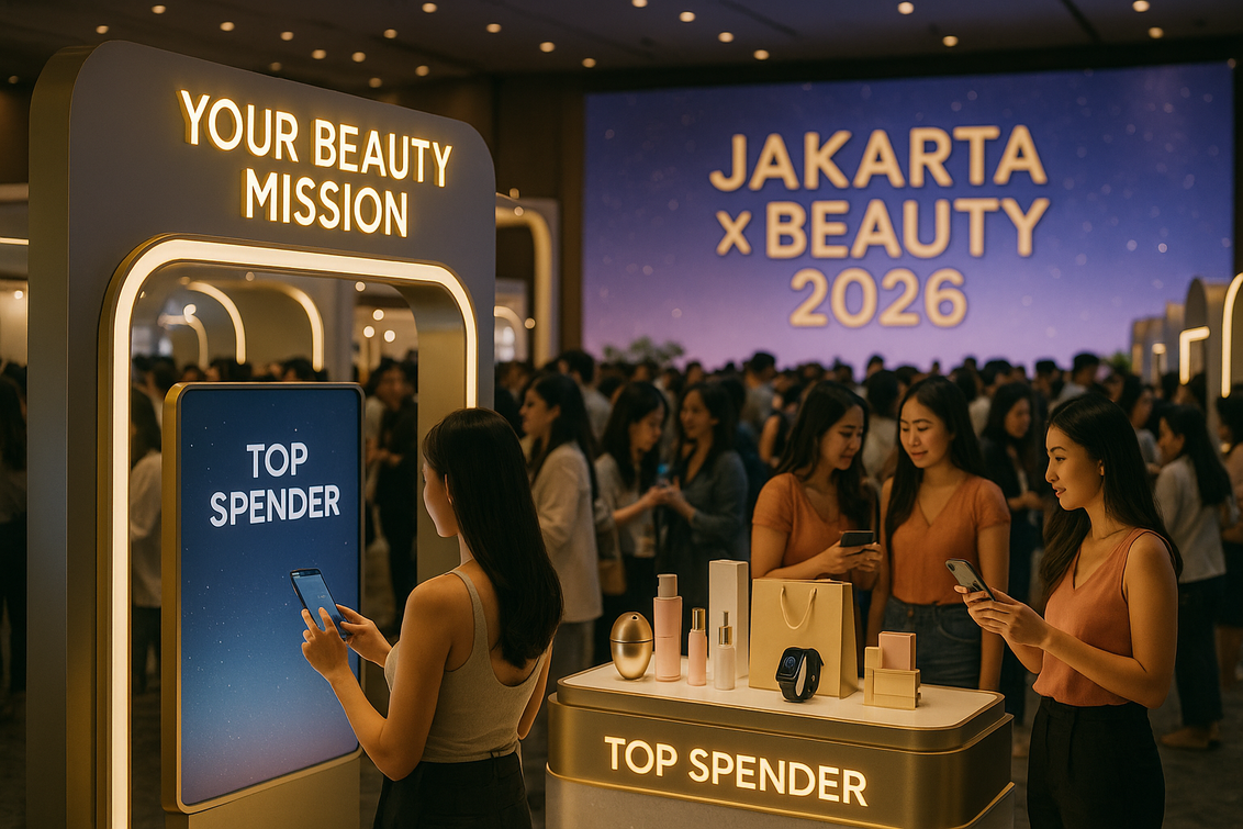alt_text: Pameran kecantikan Jakarta 2026 dengan hadiah menarik dan misi seru untuk diikuti.