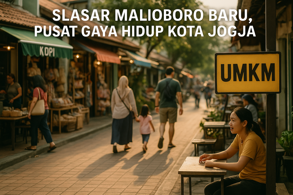 alt_text: Slasar Malioboro Baru, tempat berkumpul modern di Jogja dengan suasana khas Jawa.