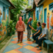 Gang Mampang kini penuh warna dengan mural yang menceritakan kehidupan sehari-hari.